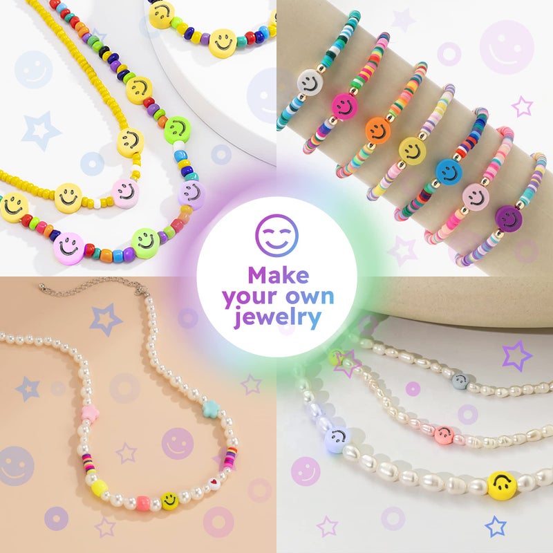 KLAJA 650 Pcs of Smiley Face Beads, 7x4 mm, Big Pack | Mixed Colorful Beads, Happy Face Bead's for DIY Jewelry Bracelet Earring Necklace Craft Making Supplies - Image 2